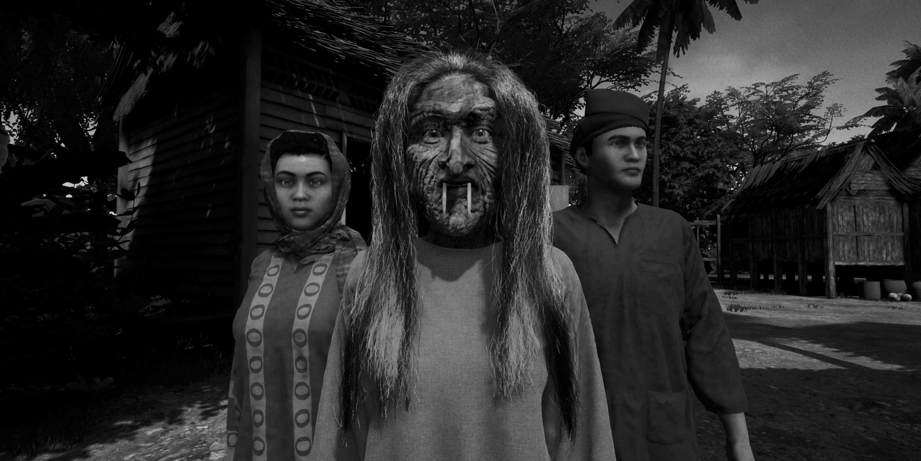 Pontianak VR scene with protagonist standing inside a kampong home